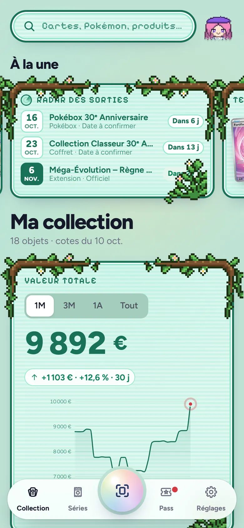 Accueil avec le thème Jade et le décor Verdure